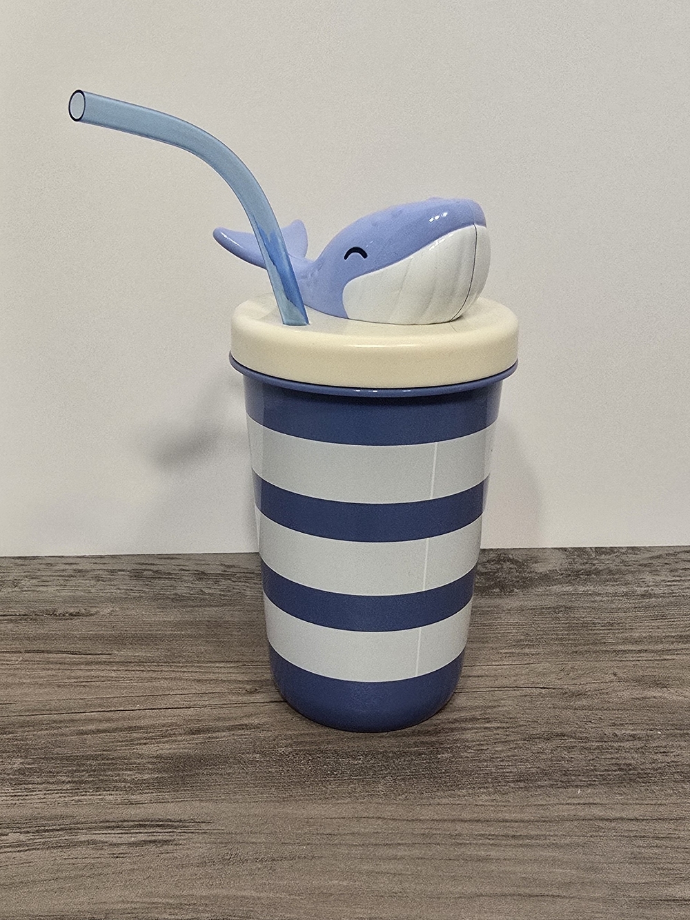 Blue Striped Whale Children's Sipper Bottle with Straw
